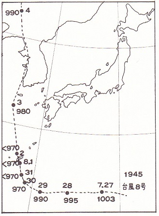 図2　神風かと期待された昭和20年7月末の台風
