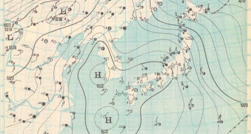 図4　昭和33年3月30日21時の地上天気図