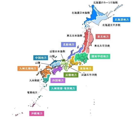 図１　気象庁の地域区分