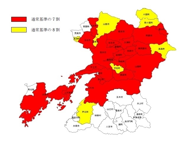 図２　熊本県の大雨警報・注意報（土砂災害）の暫定基準