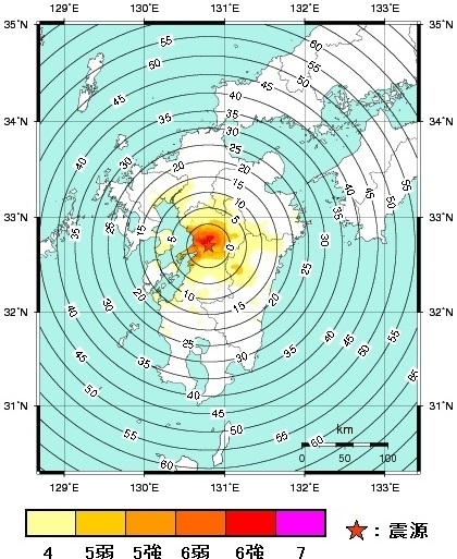 図2　震度7を観測した4月14日の熊本地震の前震の緊急地震速報（気象庁HPより）