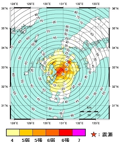 図3　震度7を観測した4月16日の熊本地震の緊急地震速報（気象庁HPより）