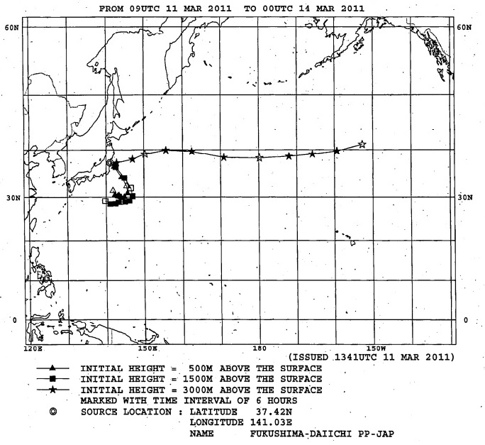 図2　気象庁が3月12日4時にIAEAに提供した図の一部