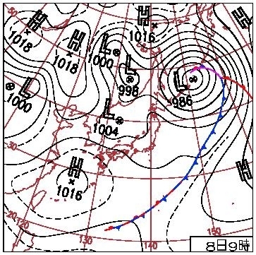 図２　平成１９年５月８日９時の地上天気図