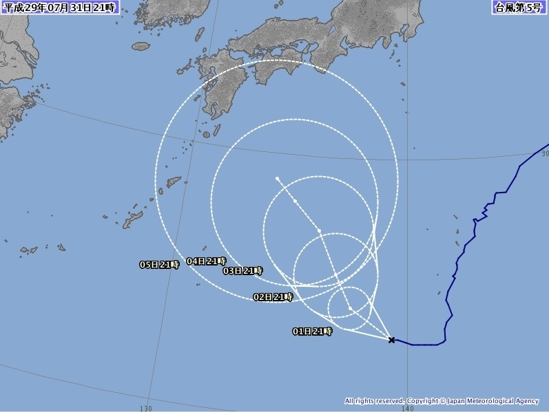図１　台風５号の進路予報