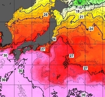 図２　日本近海の海面水温（平成29年7月30日）