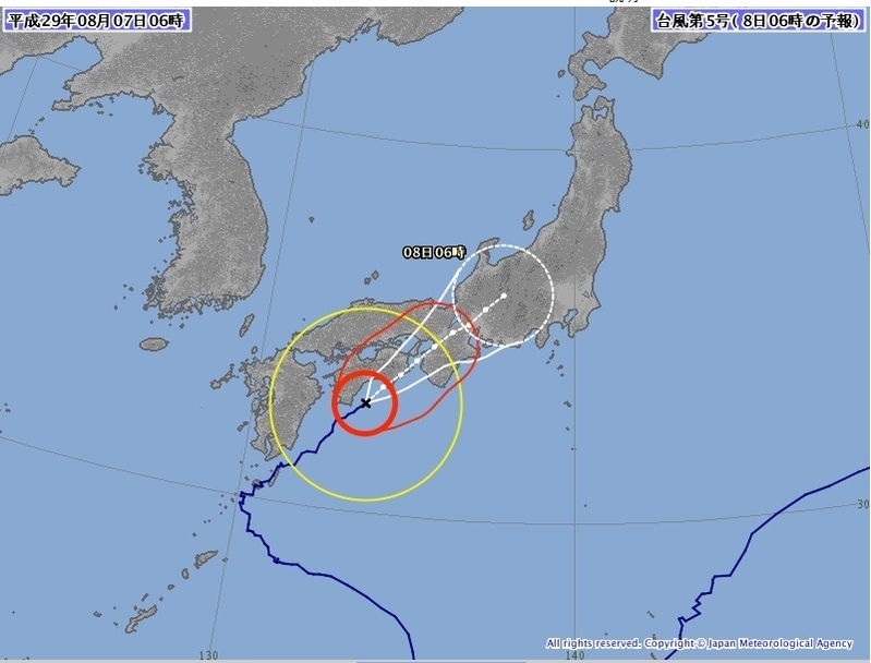図１　台風の24時間詳細予報（平成29年8月7日６時）