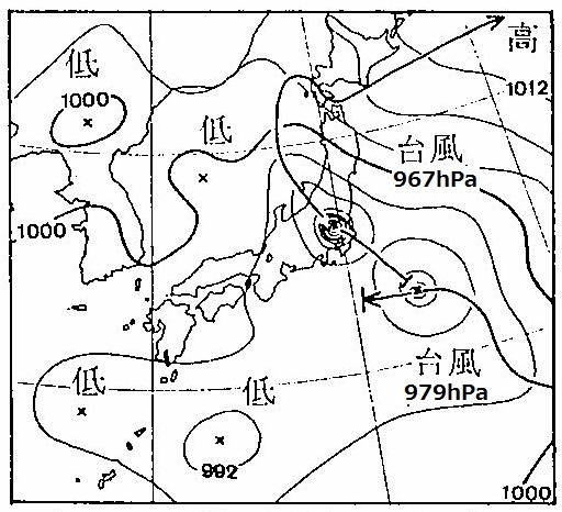  図２　昭和14年8月5日18時の天気図 