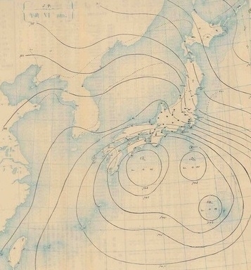 図１　地上天気図（明治40年8月24日6時）