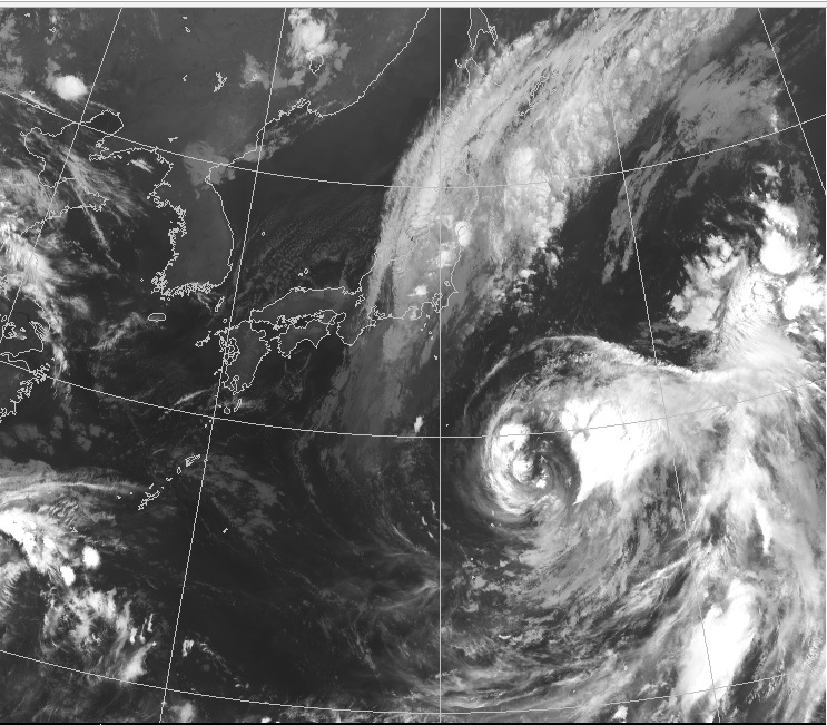 図　気象衛星「ひまわり」赤外画像（9月2日3時00分）