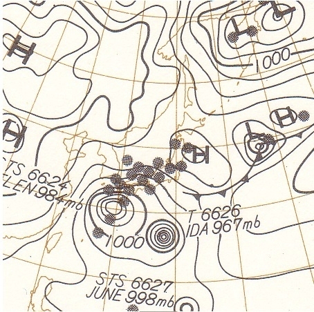 図　地上天気図（昭和41年9月24日9時）
