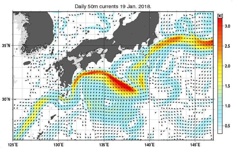 図4　日別海流の解析（平成30年1月19日）