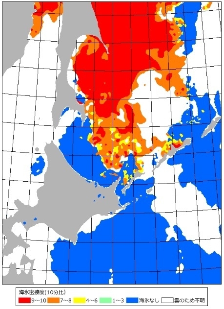 図2　オホーツク海の海氷解析図（3月27日）