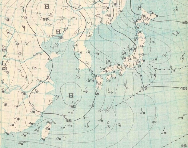 図2　地上天気図（昭和33年（1958年）3月29日21時）