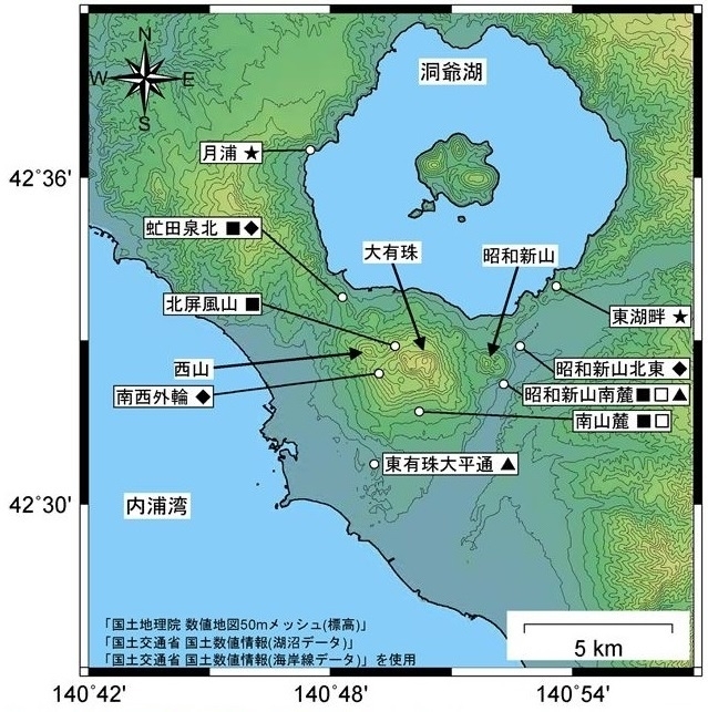 図2　有珠山の観測地点配置図