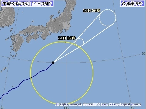 図2　台風の進路予報（6月11日6時の予報）
