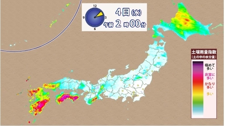 図3　土壌雨量指数（7月4日2時）