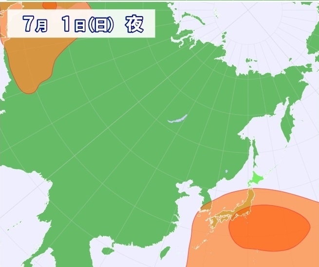 図3　上空約5キロの太平洋高気圧(7月1日夜）