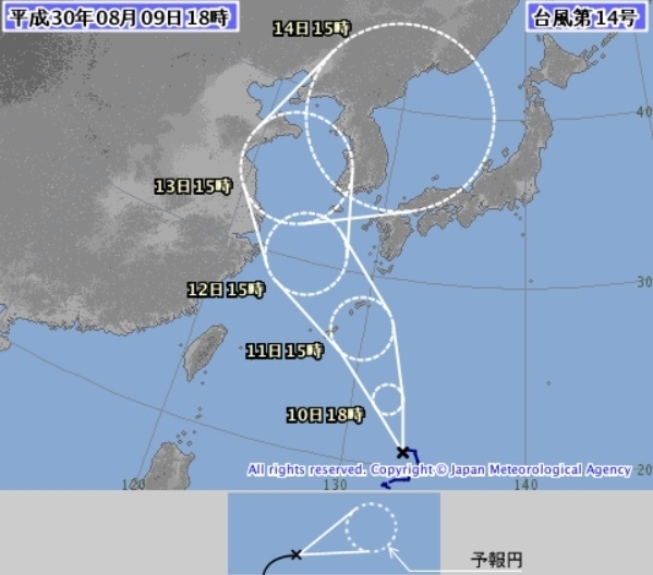 図1　台風14号の進路図