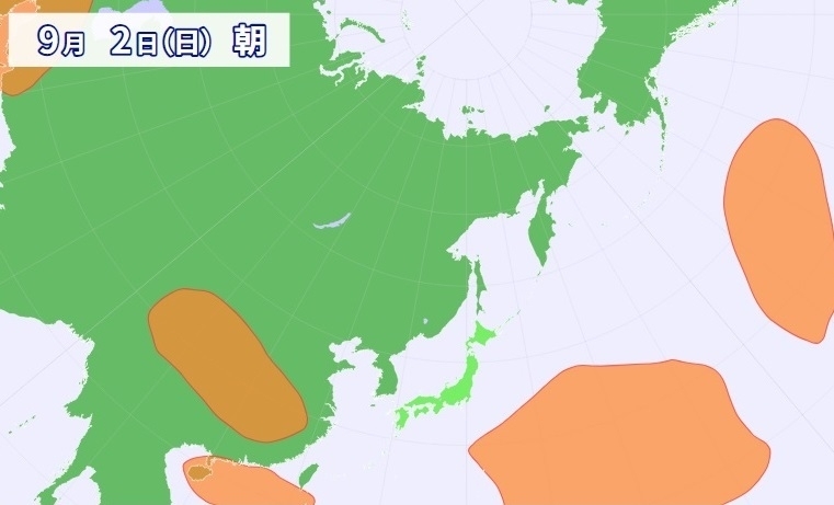図2　太平洋高気圧の後退（9月2日朝）