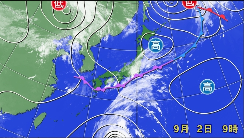 図3　台風と前線による雨（9月2日9時）