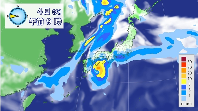 図5　台風21号に伴う雲と日本海の前線に伴う雲