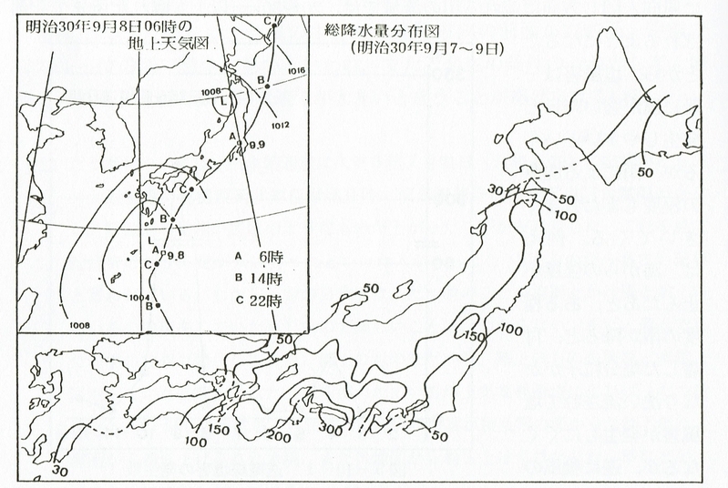 図1　明治30年（1897年）9月7～9日の台風