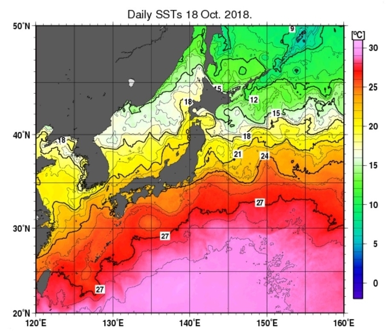 図2　日別海面水温（2018年10月18日）