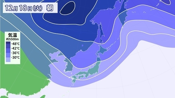 図4　南下する寒気（12月18日）