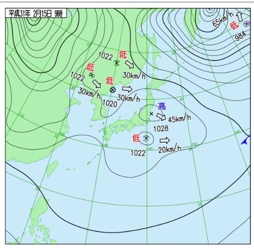 図4　地上天気図（2月15日9時）