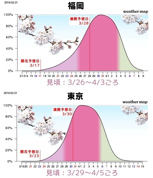 図4　福岡と東京の桜の見ごろ