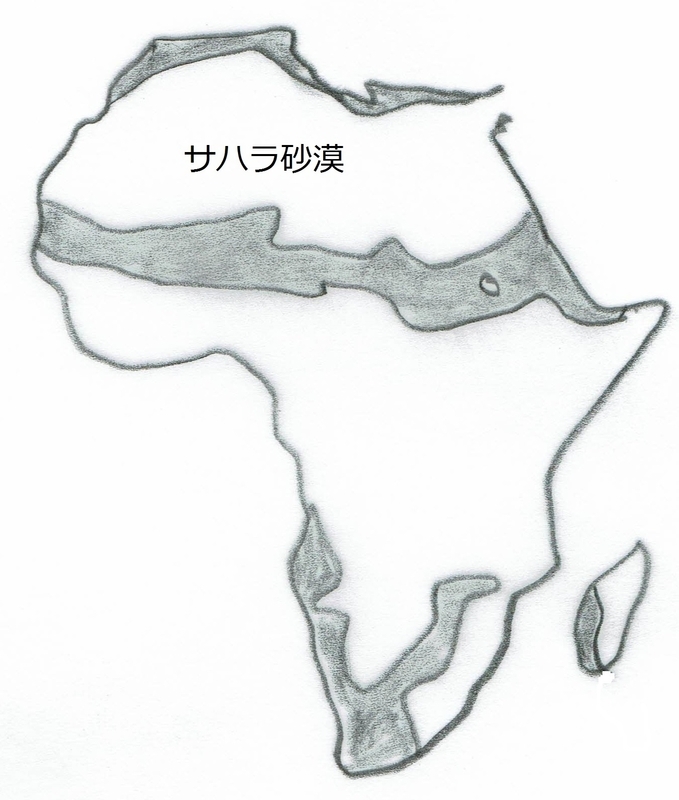 図1　アフリカ大陸とモザンビークの強度砂漠化地帯