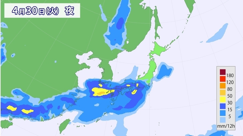 図3　平成最後の日の雨（4月30日夜）