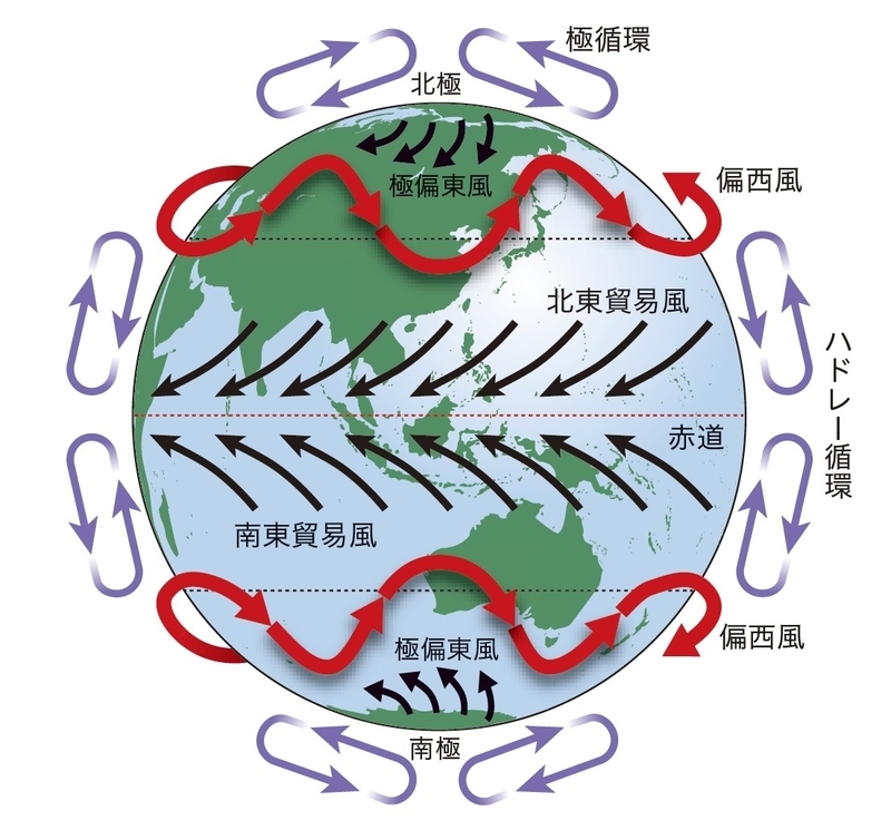 図1　地球規模の大気の循環