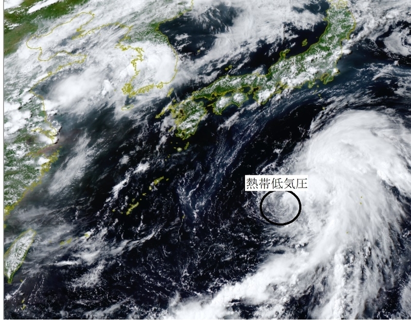 図3　日本の南海上を北上中の熱帯低気圧の雲（7月25日15時）