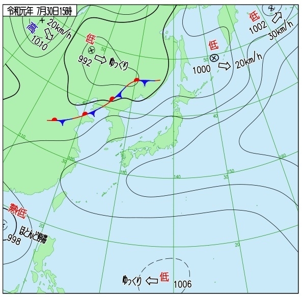 図1　地上天気図（7月30日15時）