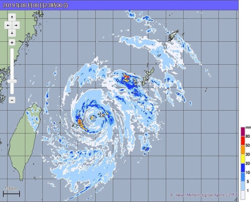 図3　台風9号のレーダー画像（8月8日23時）