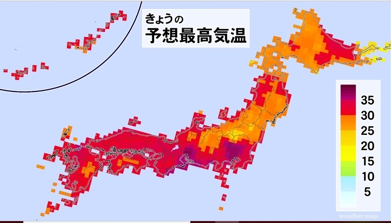 図4　令和元年（2019年）9月9日の最高気温の予想