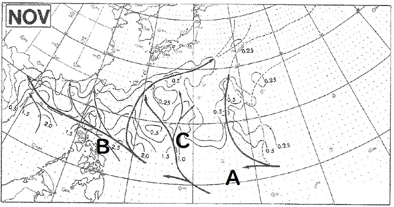 図4　11月の台風の平均経路