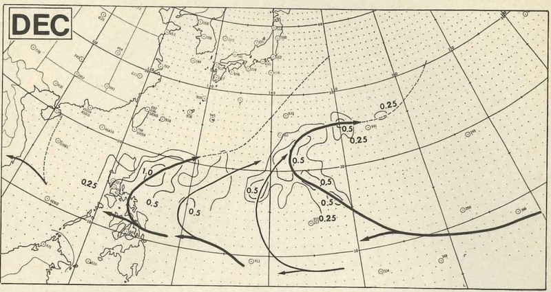 図2　台風の平均経路図（12月）