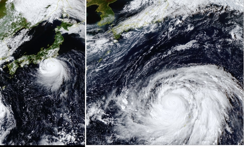 図2　台風15号（9月8日15時）と台風19号（10月8日15時）