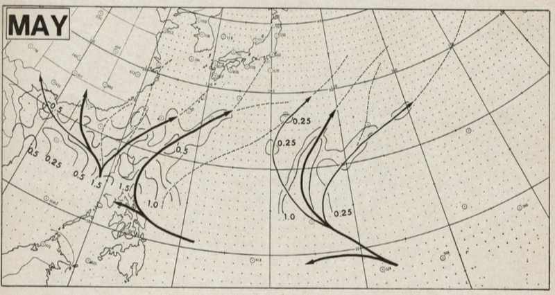 図5　5月の平均的な台風経路図
