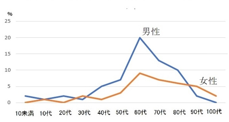 図3　令和元年（2019年）の台風19号による年齢別の死者の割合