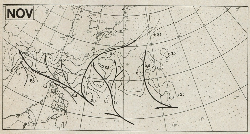 図2　台風の平均経路（11月）