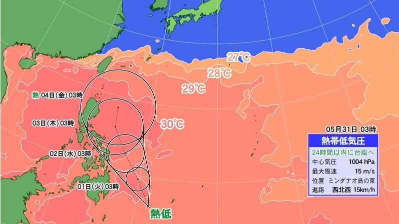 図1　熱帯低気圧に関する情報（5月31日3時）