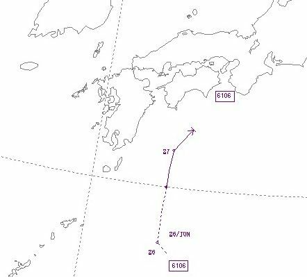 図4　昭和36年の台風6号の経路図