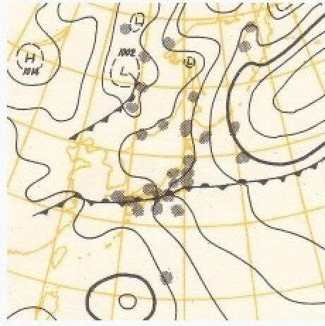図3　昭和36年（1961年）梅雨前線豪雨時の地上天気図（6月25日9時）