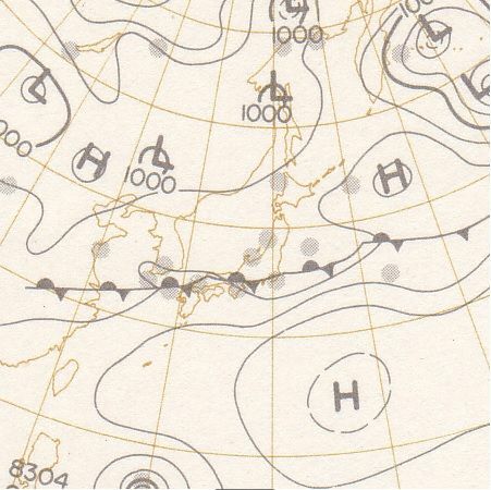 図6　地上天気図（昭和58年（1983年）7月23日9時）