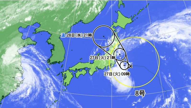 図1　台風8号の進路予報（7月26日21時）