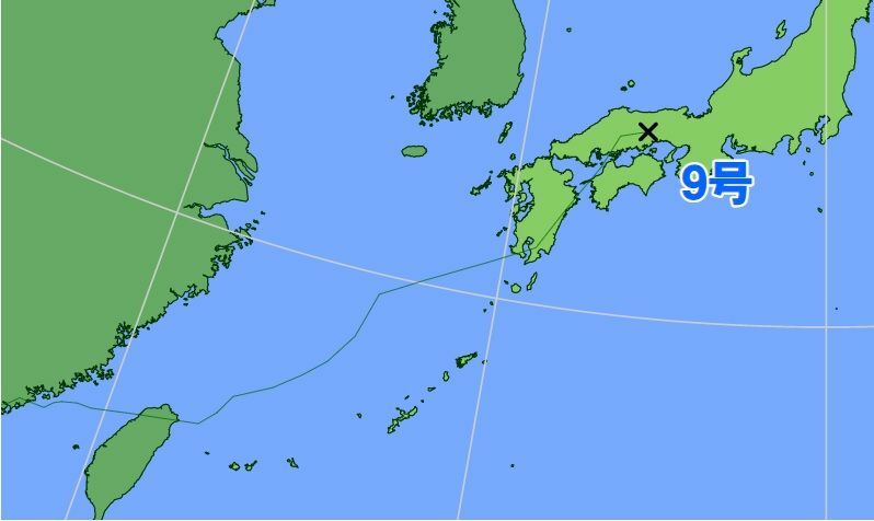 図3　令和3年（2021年）の台風9号の経路